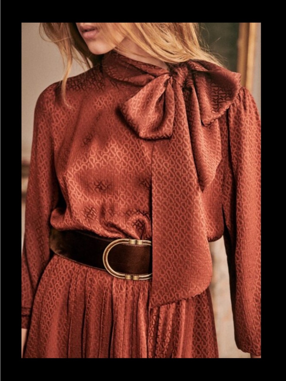 SÉZANE 100% Silk Brown Bow Dress.